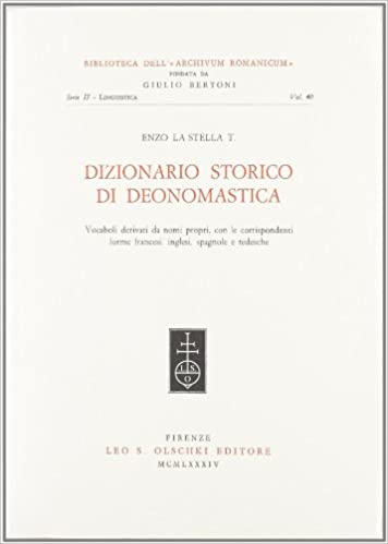 DIZIONARIO STORICO DI DEONOMASTICA. VOCABOLI