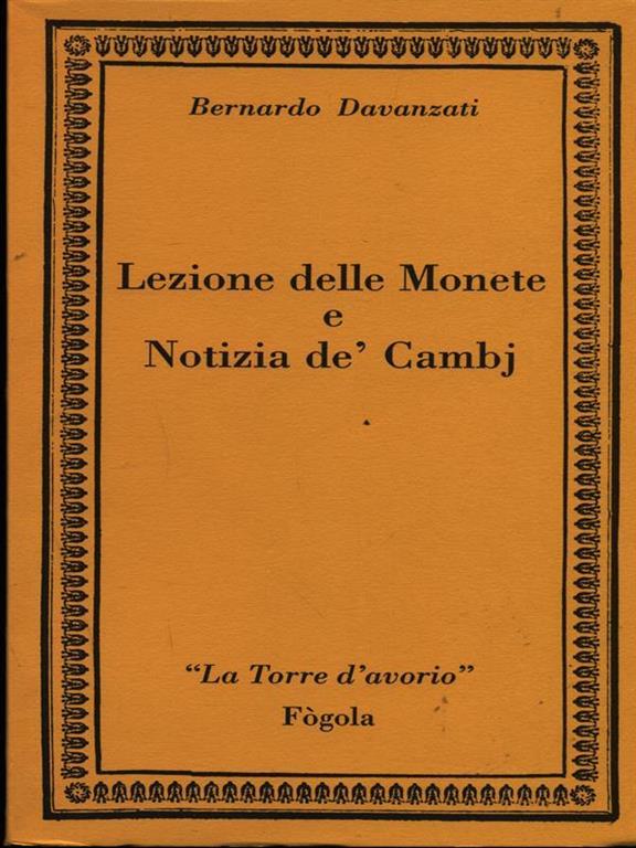 LEZIONE DELLE MONETE E NOTIZIA DÉ CAMBJ