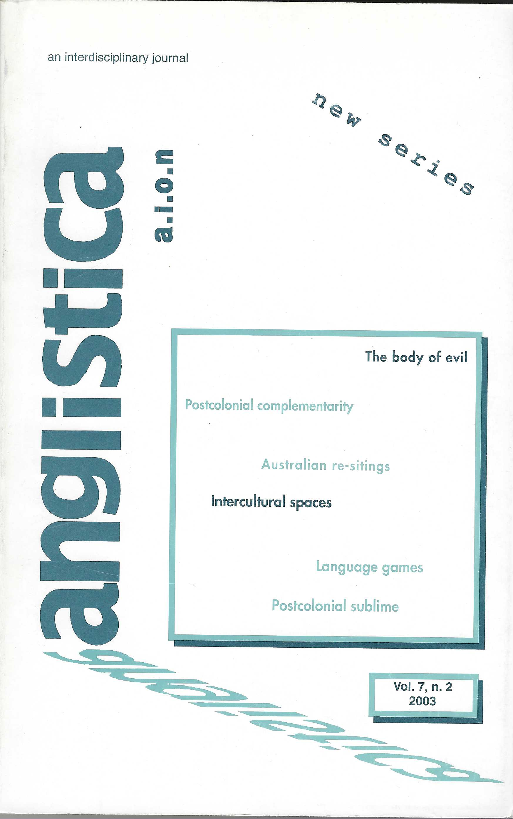 Anglistica Vol. 7 (2003), Annali Istituto Orientale Napoli