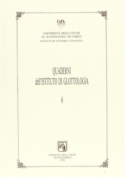 Quaderni Della Sezione Di Glottologia E Linguistica Del Dipartimento Di …