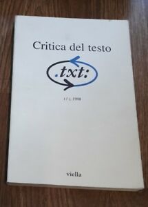 Critica Del Testo. Vol. 1\2