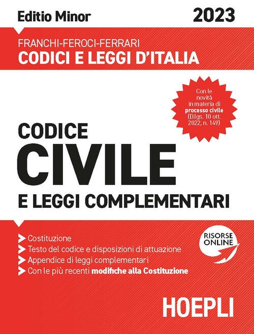 Codice Civile E Leggi Complementari 2023. Ediz. Minor Luigi Franchi …