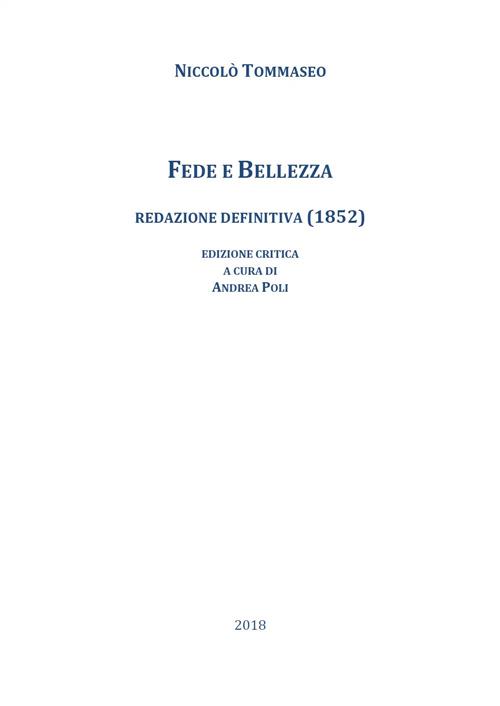 Fede E Bellezza. Redazione Definitiva (1852)