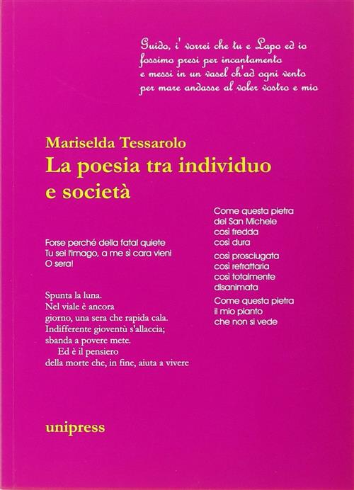 La Poesia Tra Individuo E Societa Mariselda Tessarolo Unipress 2003