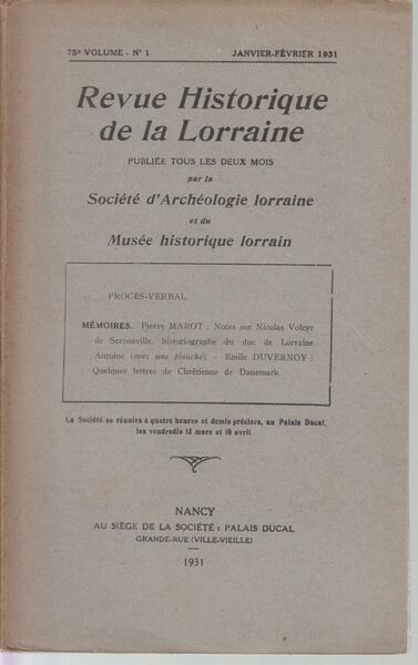 Revue Historique de la Lorraine, publiée tous les 2 mois …