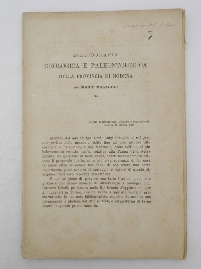 Bibliografia geologica e paleontologica della provincia di Modena