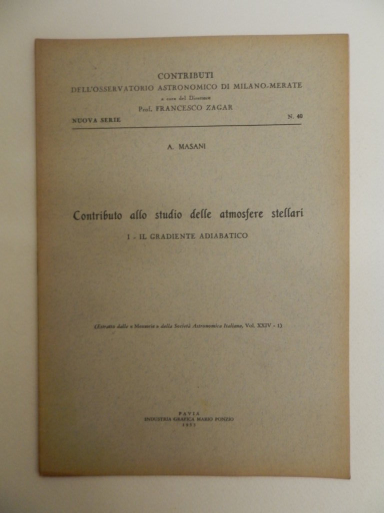 Contributo allo studio delle atmosfere stellari. I: il gradiente adiabatico