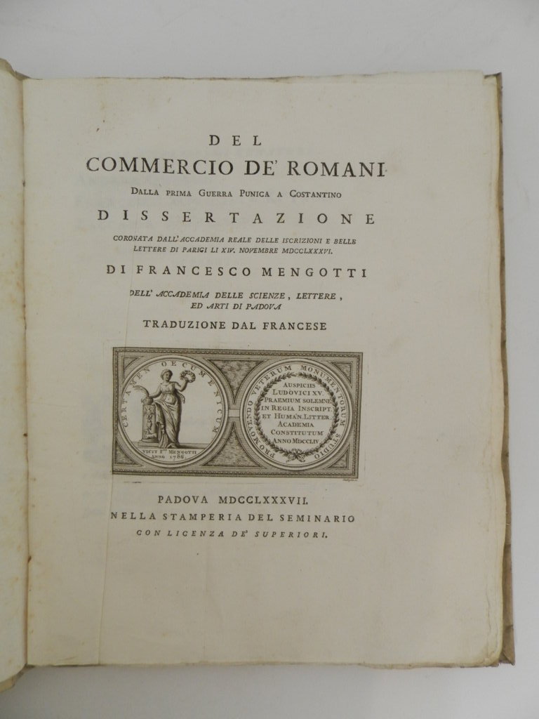 Del commercio de' Romani dalla prima guerra punica a Costantino. …