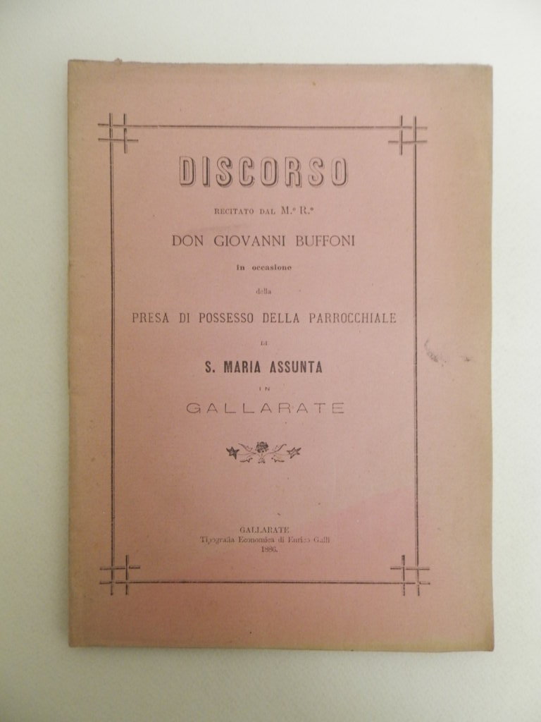 Discorso recitato dal M. R. Don Giovanni Buffoni in occasione …