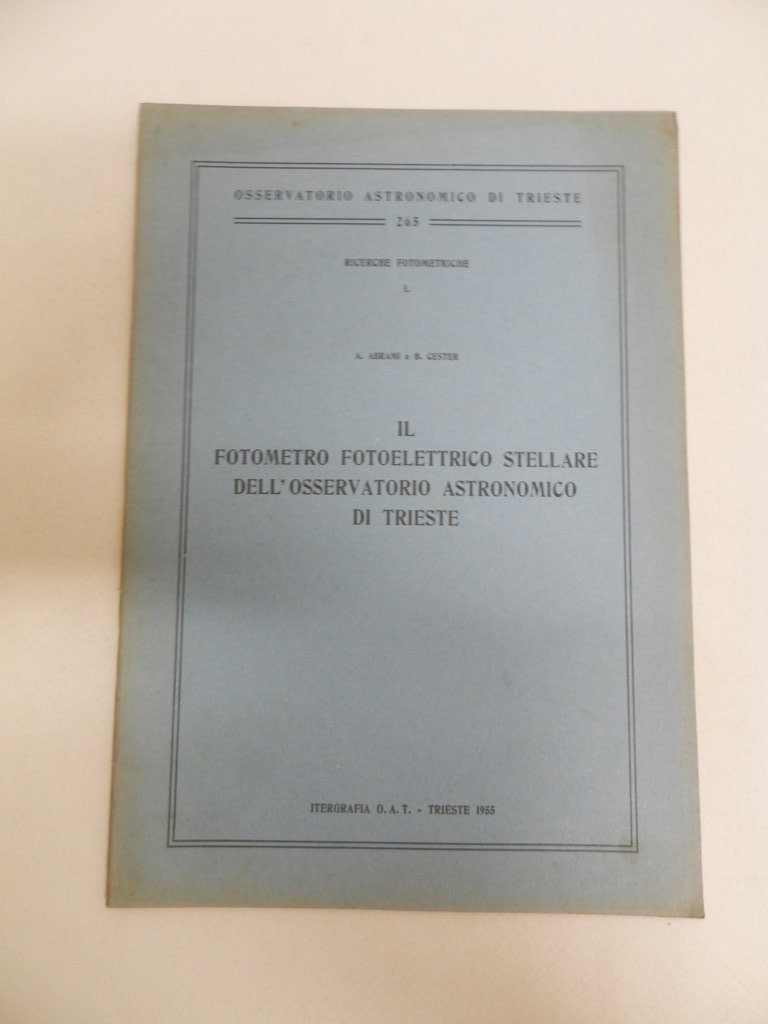 Il fotometro fotoelettrico stellare dell'osservatorio astronomico di Trieste