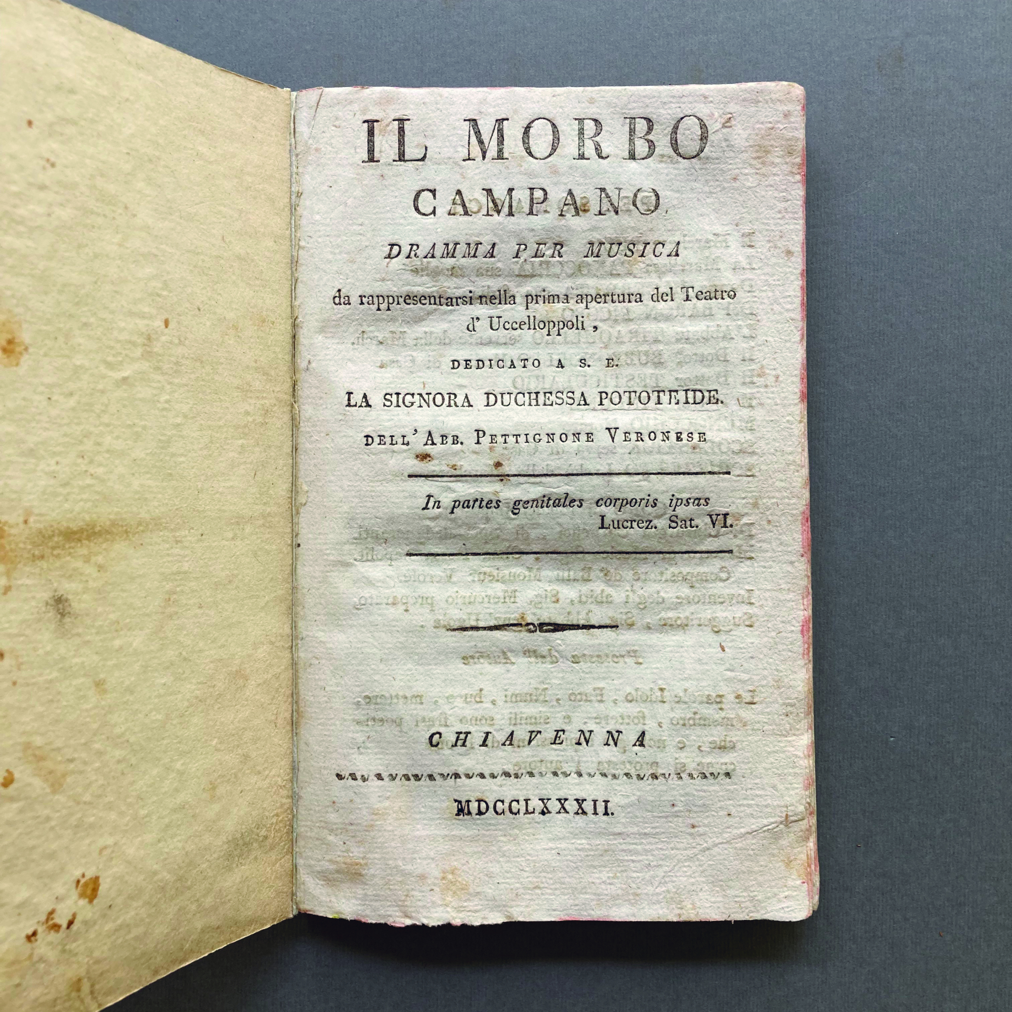 Il morbo campano. Dramma per musica da rappresentarsi nella prima …