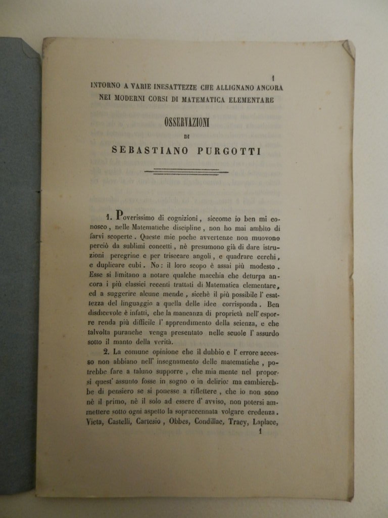 Intorno a varie inesattezze che allignano ancora nei moderni corsi …