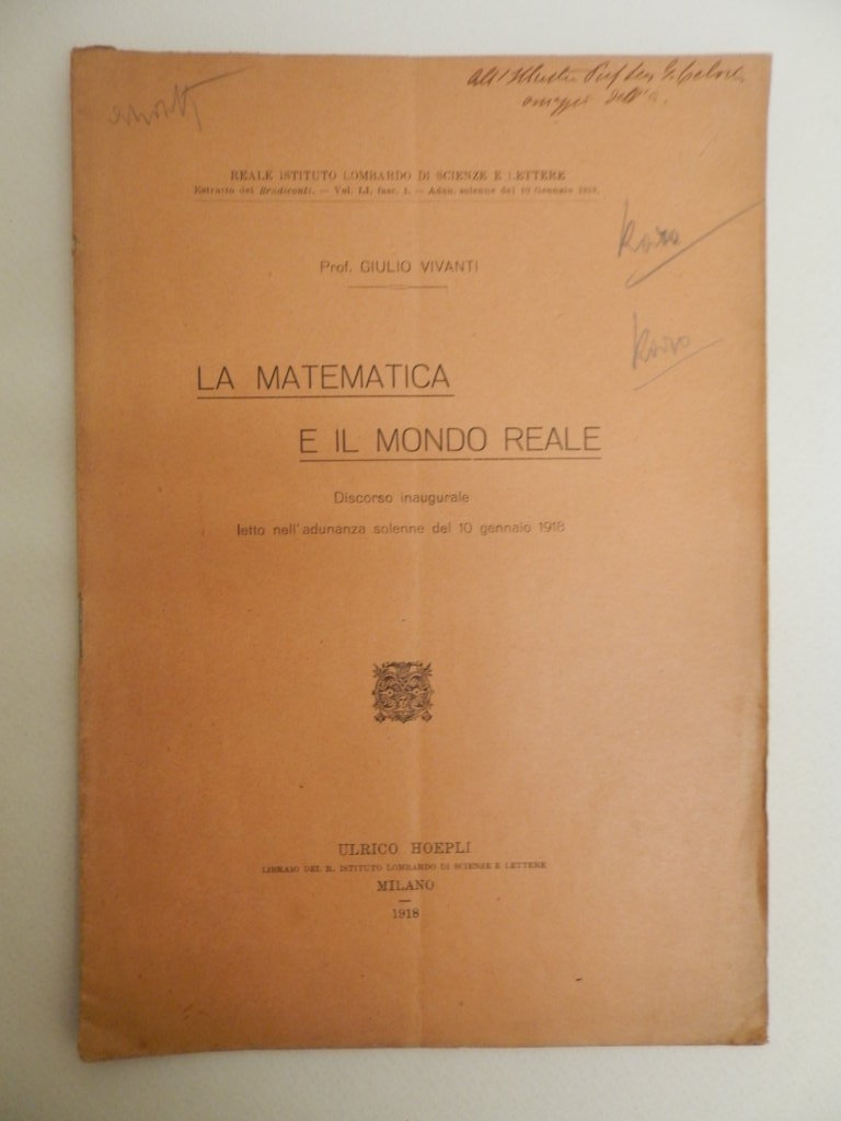 La matematica e il mondo reale. Discorso inaugurale letto nell'adunanza …