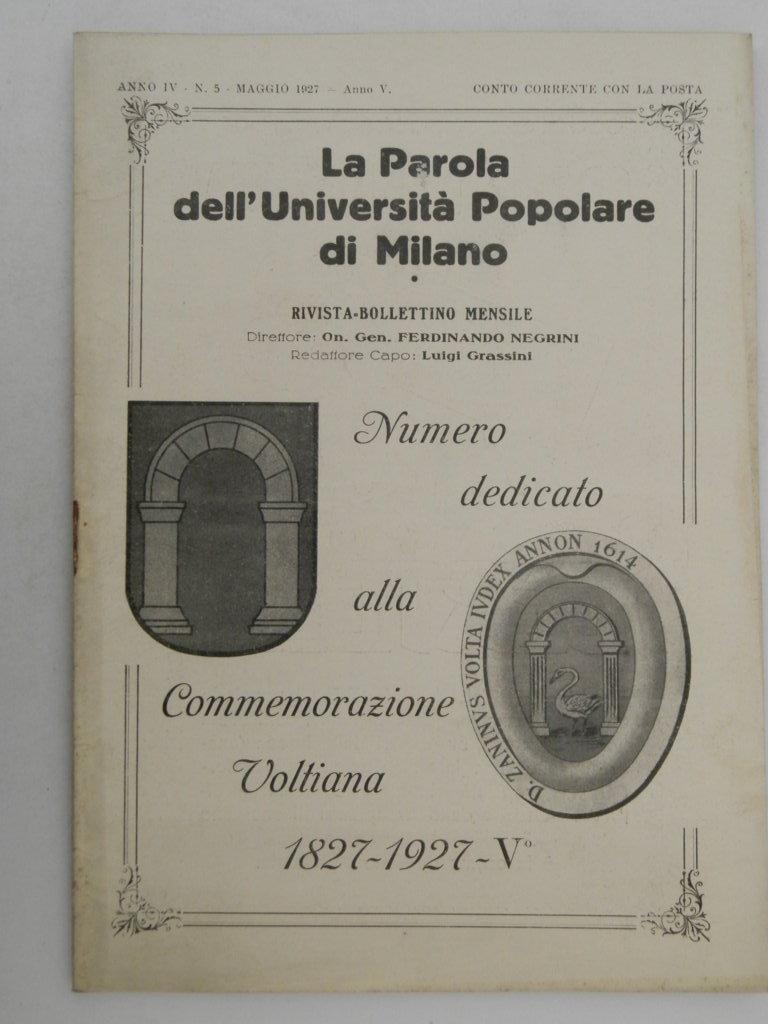 La Parola dell'Università Popolare di Milano. Numero dedicato alla Commemorazione …