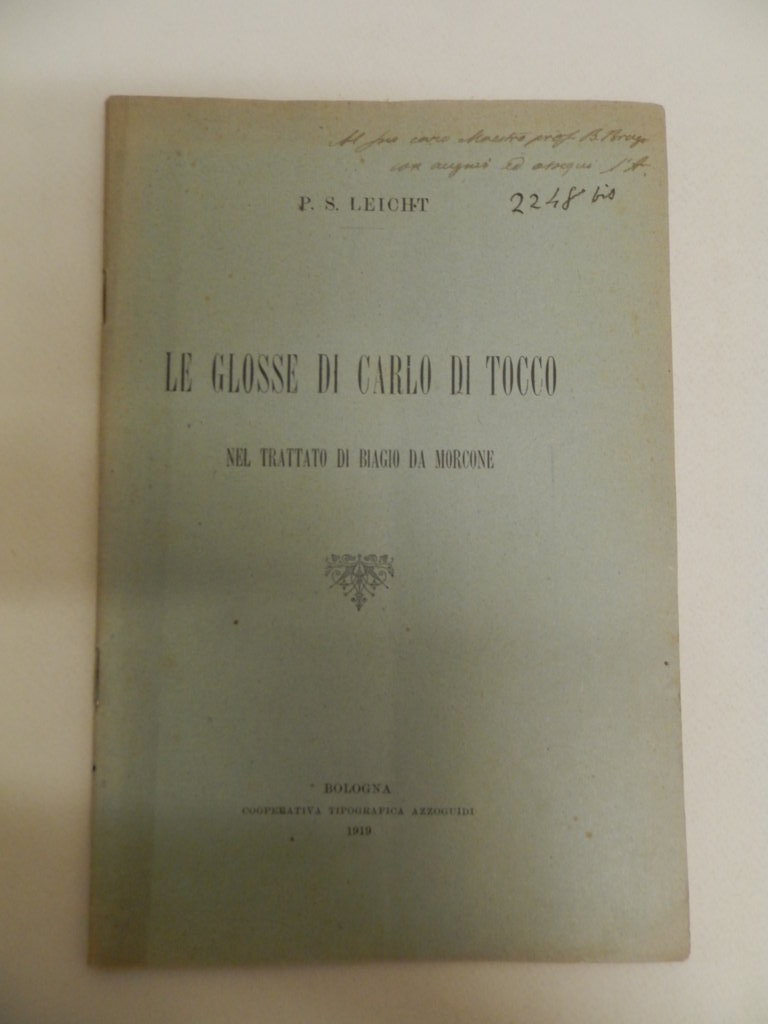 Le glosse di Carlo di Tocco nel trattato di Biagio …