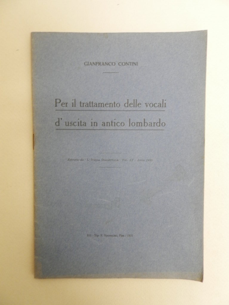 Per il trattamento delle vocali d'uscita in antico lombardo