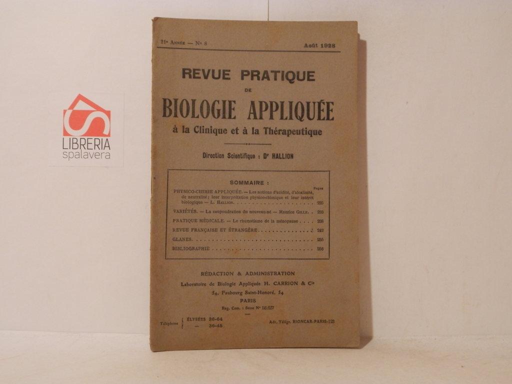 Revue pratique de biologie appliquée à la clinique et à …