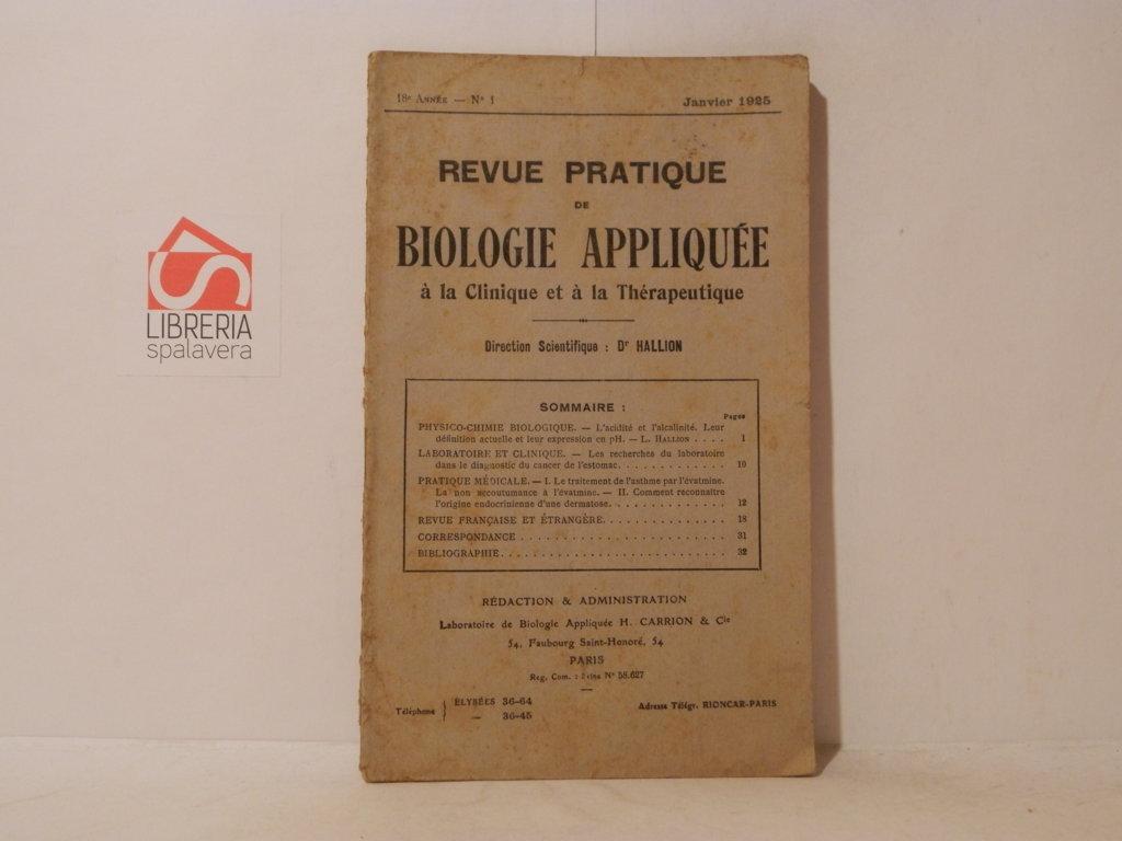 Revue pratique de biologie appliquée à la clinique et à …