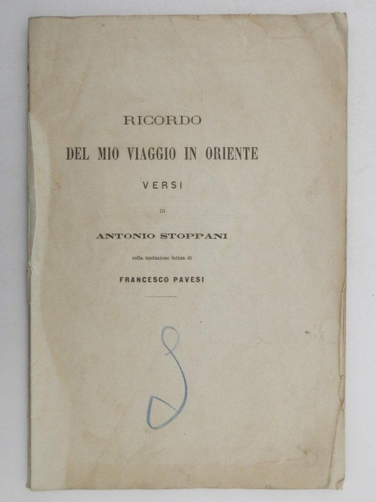 Ricordo del mio viaggio in Oriente. Versi