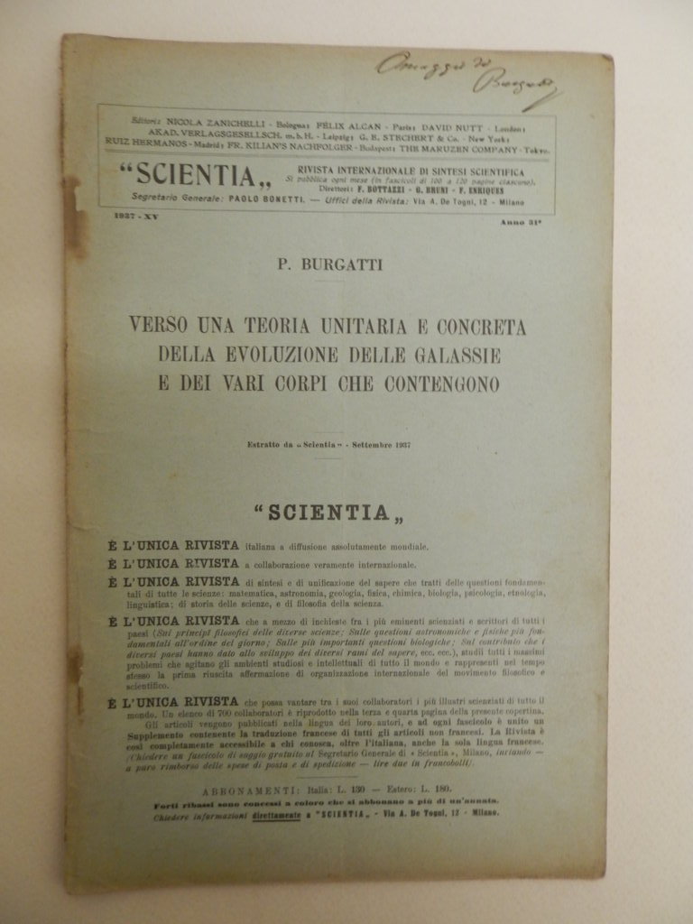 Verso una teoria unitaria e concreta della evoluzione delle galassie …