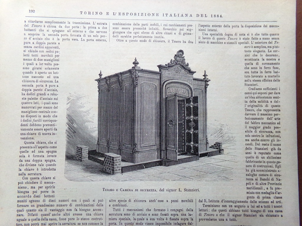 Stampa del 1884 Camera di Sicurezza Stanzieri