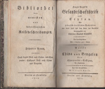 Hugh Boyd`s Gesandschaftsreise nach Ceylon. Mit historisch-statistischen Nachrichten von dieser …
