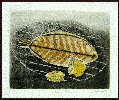 La sole grillée. Farbradierung auf Bütten. Signiert, num. und bezeichnet.