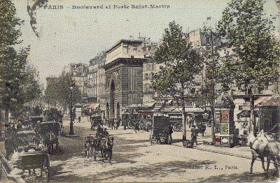 Paris, (koloriert): Paris - Boulevard et Porte Saint-Martin