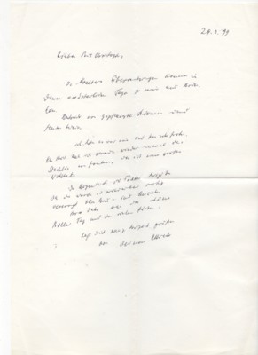 handschriftlicher Brief vom 29.09.1999 an Pfarrer Paul Christoph Sachse.