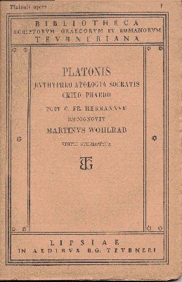 Platonis opera No. 1: Platonis Evthyphro Apologia Socratis Crito Phaedo …