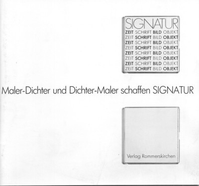 Signatur. Zeitschrift, Bild, Objekt. Maler-Dichter und Dichter-Maler schaffen Signatur. Vorstellung