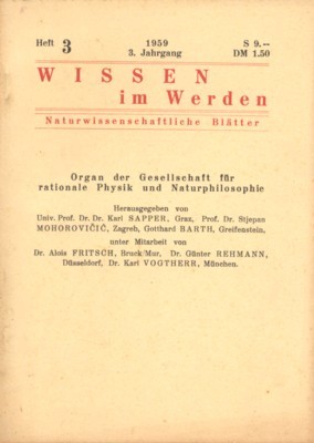 Wissen im Werden. Naturwissenschaftliche Blätter. Organ der Gesellschaft für rationale …