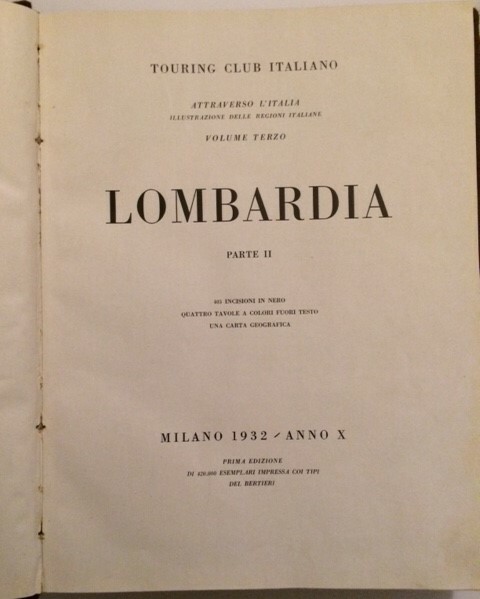 LOMBARDIA ATTRAVERSO L'ITALIA. ILLUSTRAZIONE DELLE REGIONI I