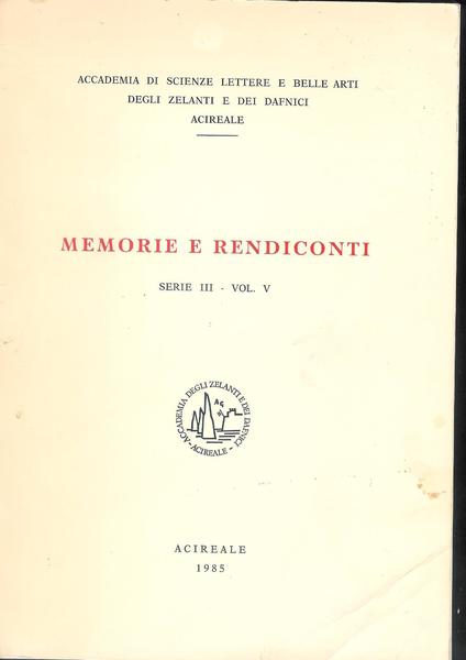 Memorie e rendiconti Serie III - Vol. V