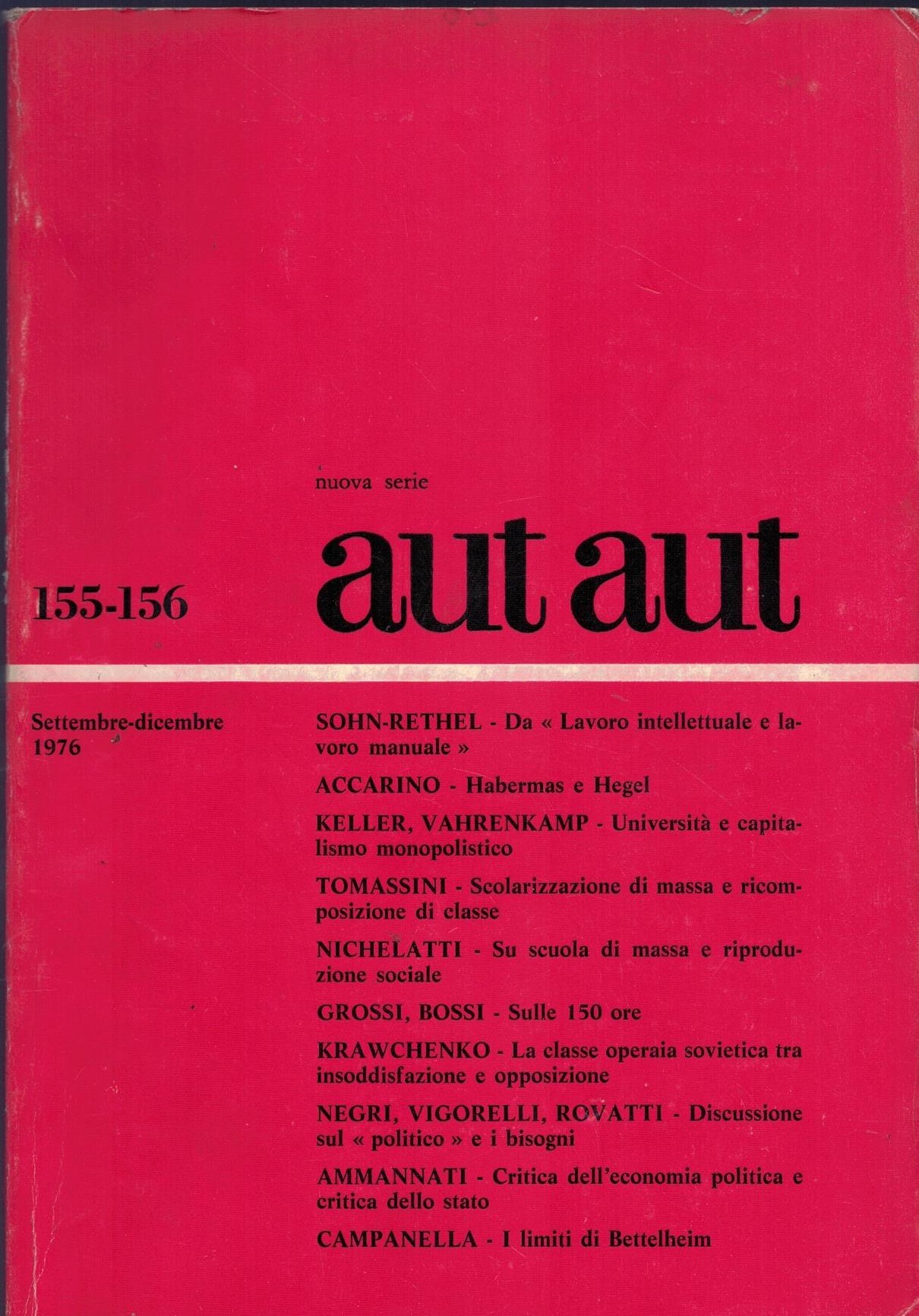 Aut Aut n. 155-156/settembre-dicembre 1976
