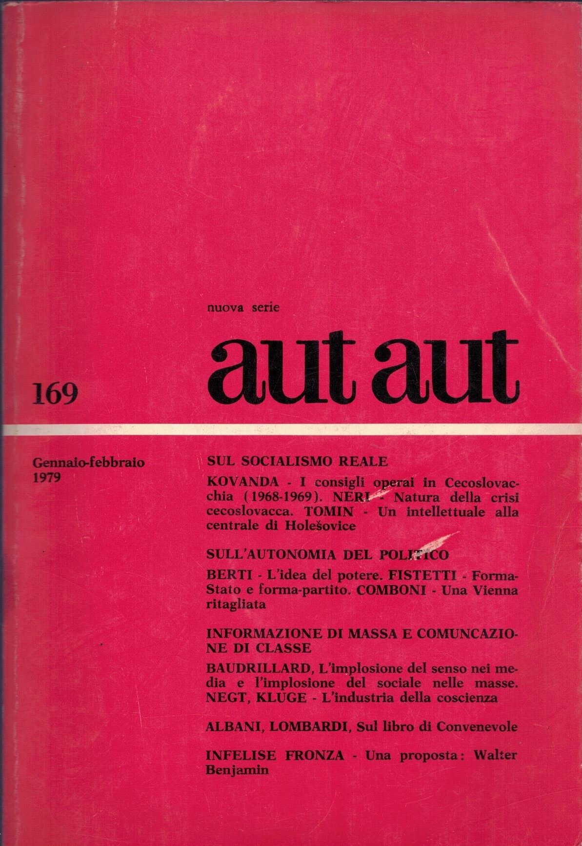 aut aut nuova serie gennaio-febbraio 1979 n.169