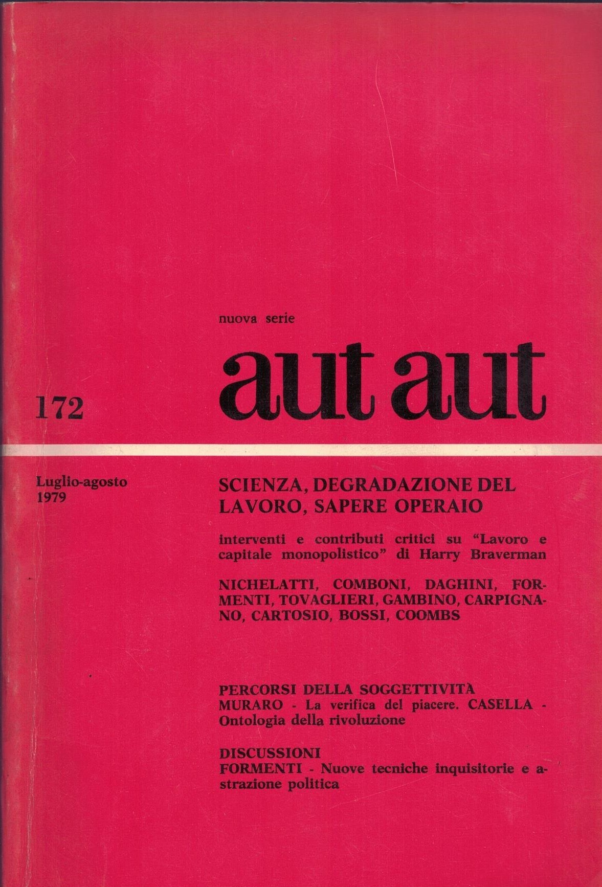 aut aut nuova serie luglio-agosto 1979 n. 172