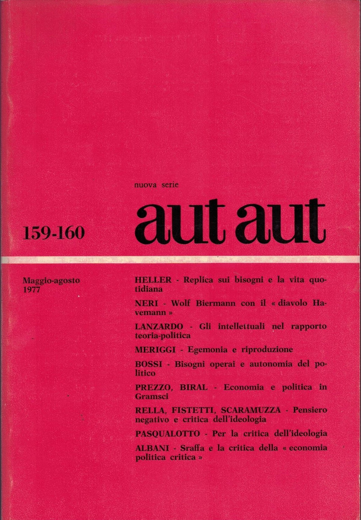 aut aut nuova serie maggio-agosto 1977 n. 159-160