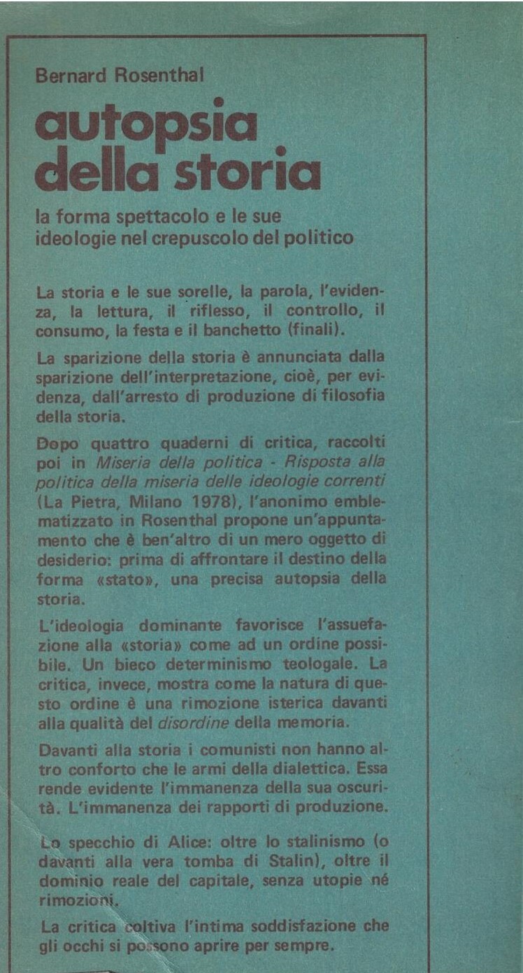 Autopsia della storia. La forma spettacolo e le sue ideologie …