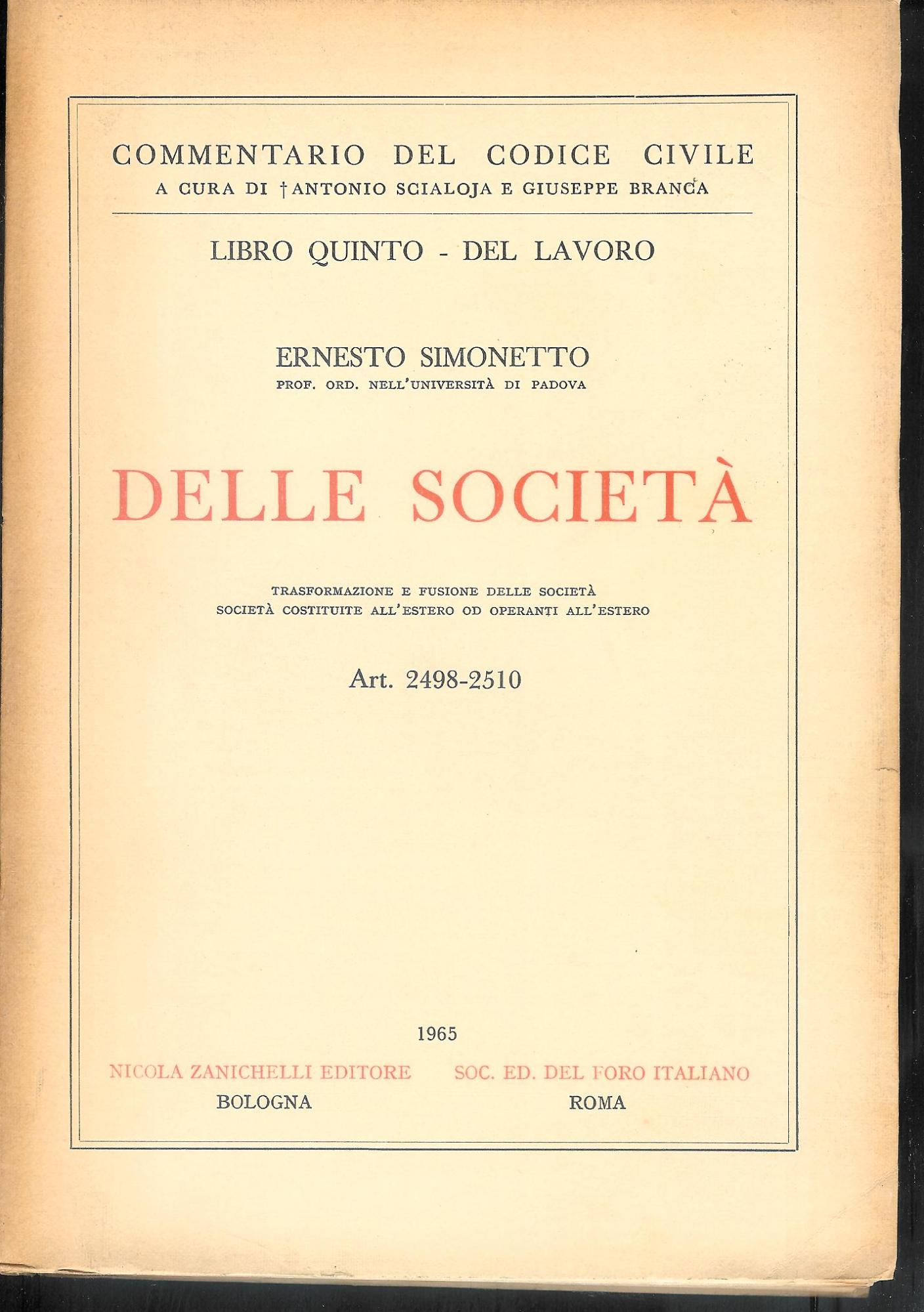 Commentario del Codice Civile libro quinto , Della Società - …