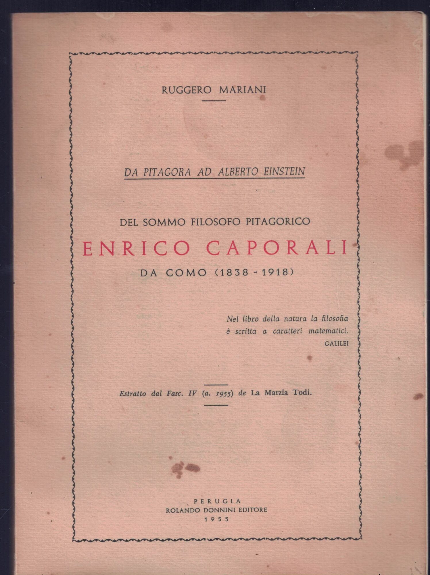 Da pitagora ad Alberto Einstein del sommo filosofo pitagorico Enrico …