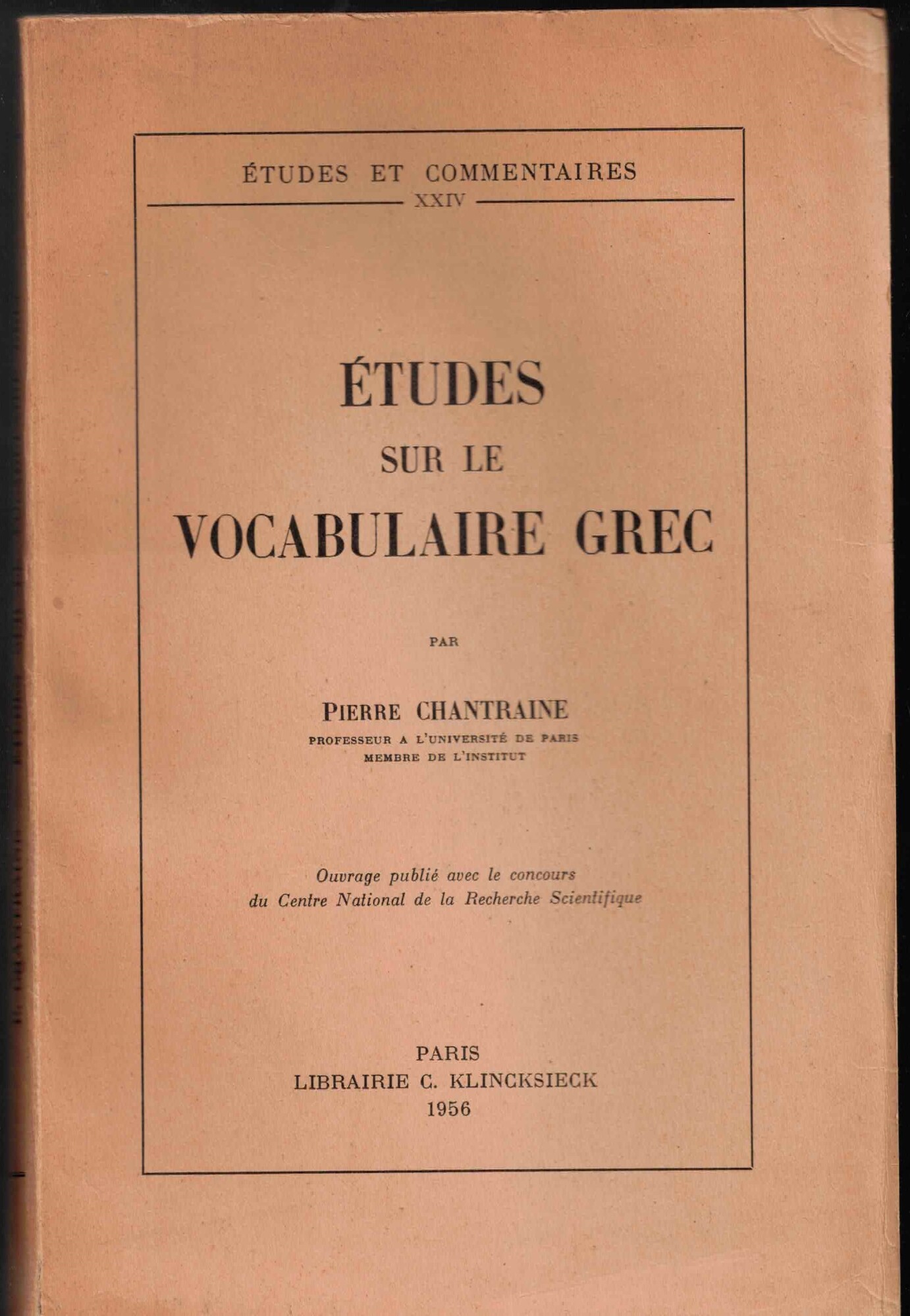 Etudes sur le vocabulaire grec