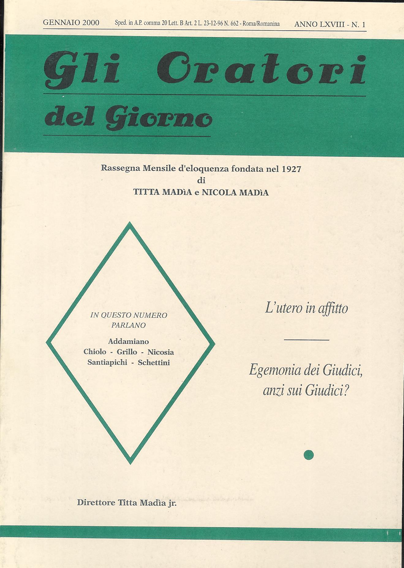 Gli Oratori del giorno rassegna mensile d'eloquenza Anno (Gen 2000) …