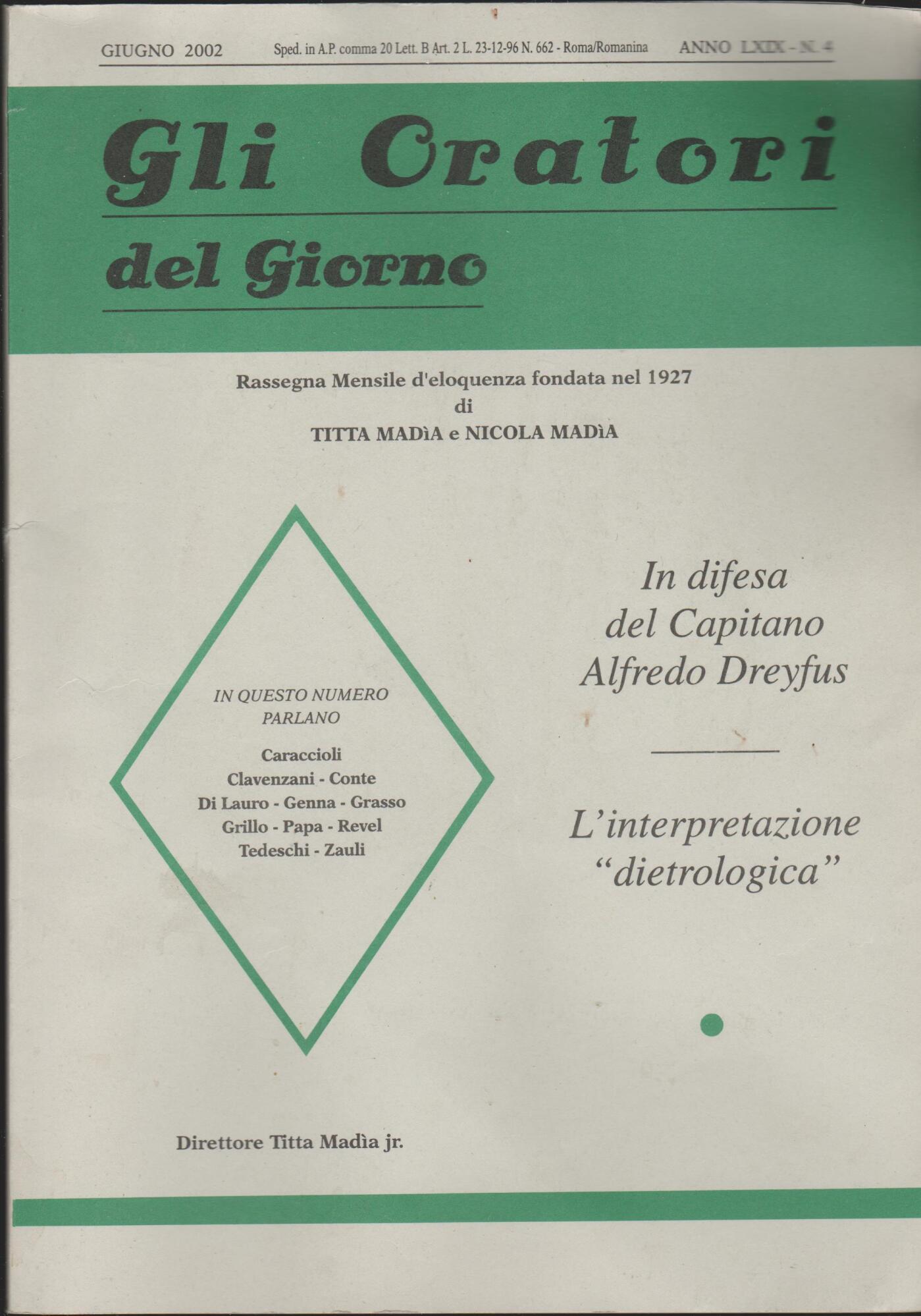 GLI ORATORI In difesa del Capitano Alfredo Dreyfus - L'interpretazione …