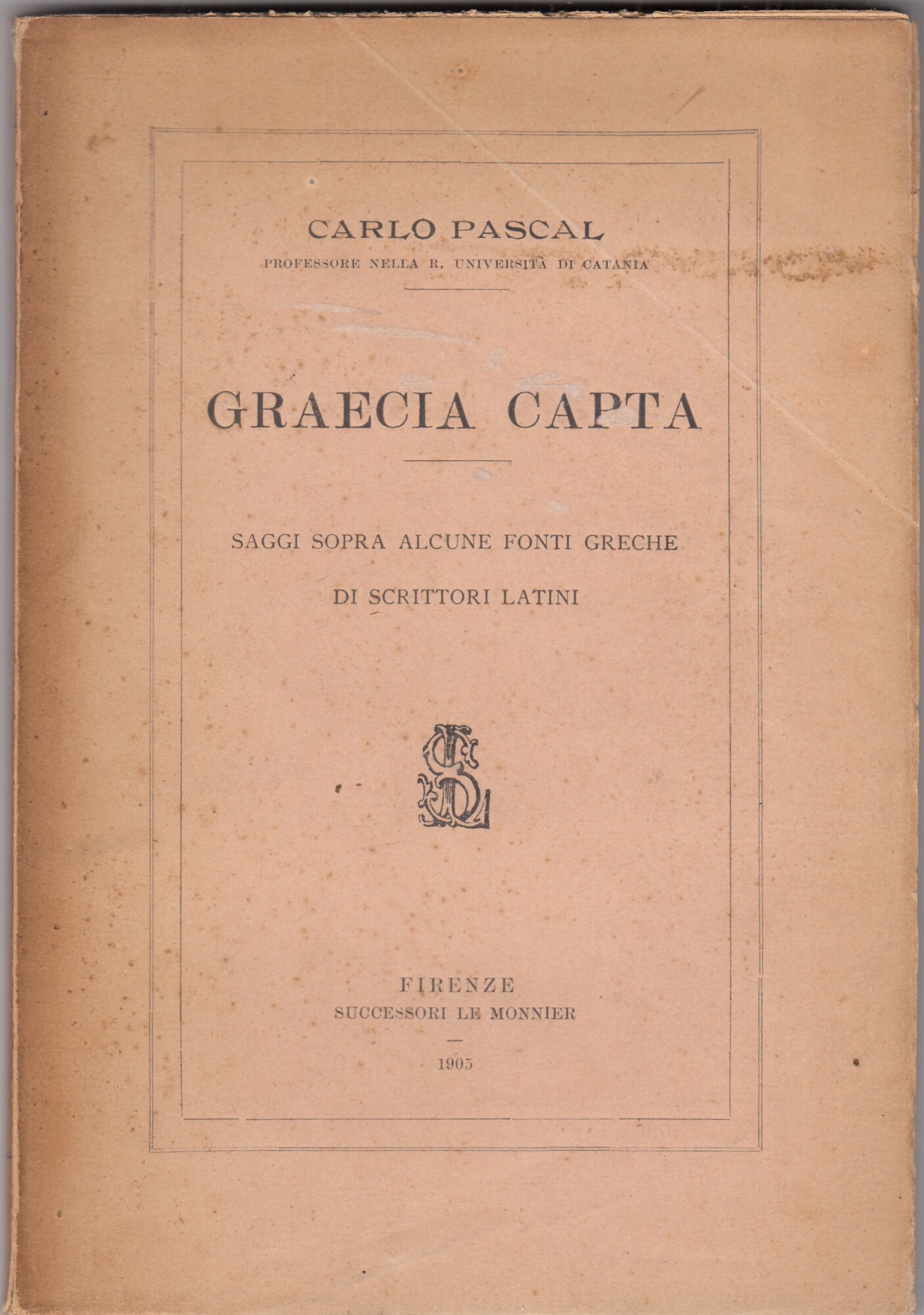 Graecia capta.Saggi sopra alcune fonti greche di scrittori latini