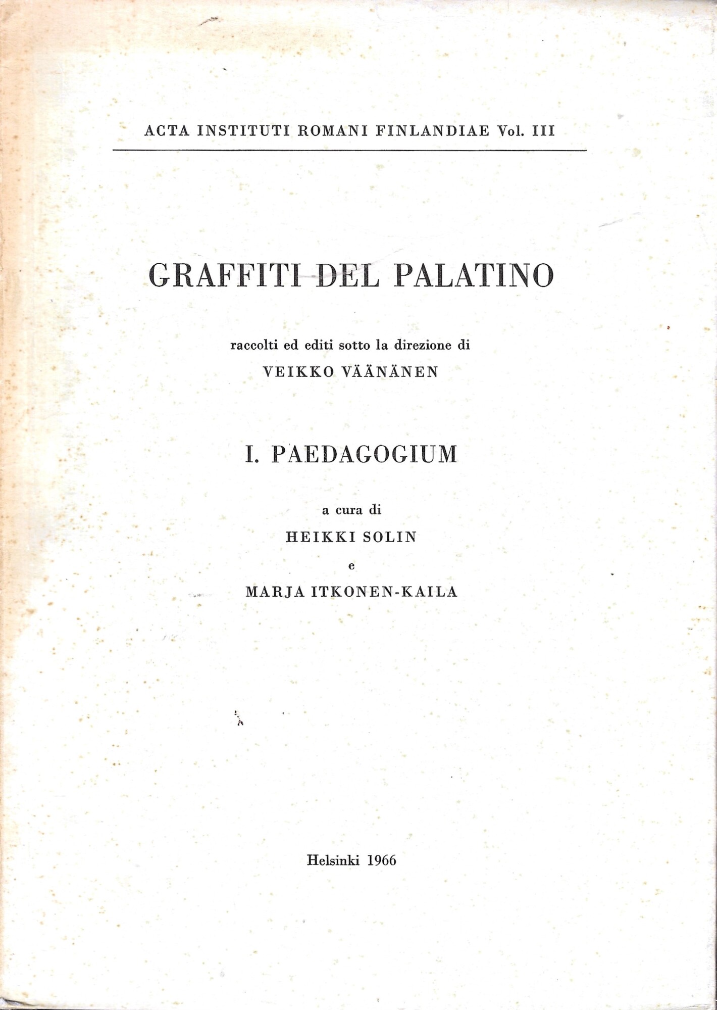 GRAFFITI DEL PALATINO - I. PAEDAGOGIUM -