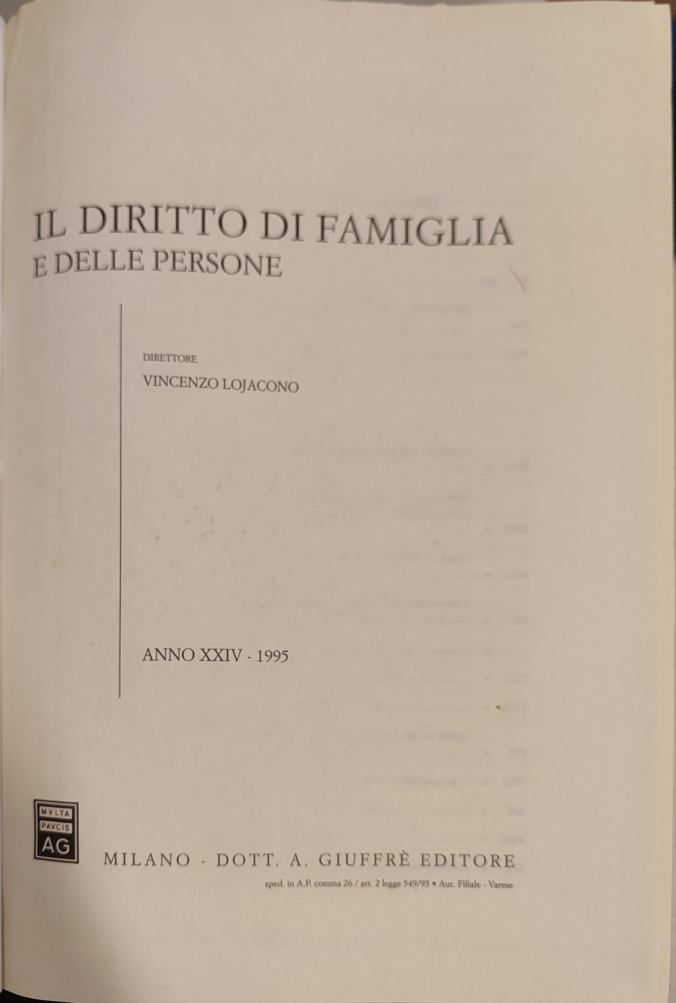 Il diritto di famiglia e delle persone. Anno XXIV-1995