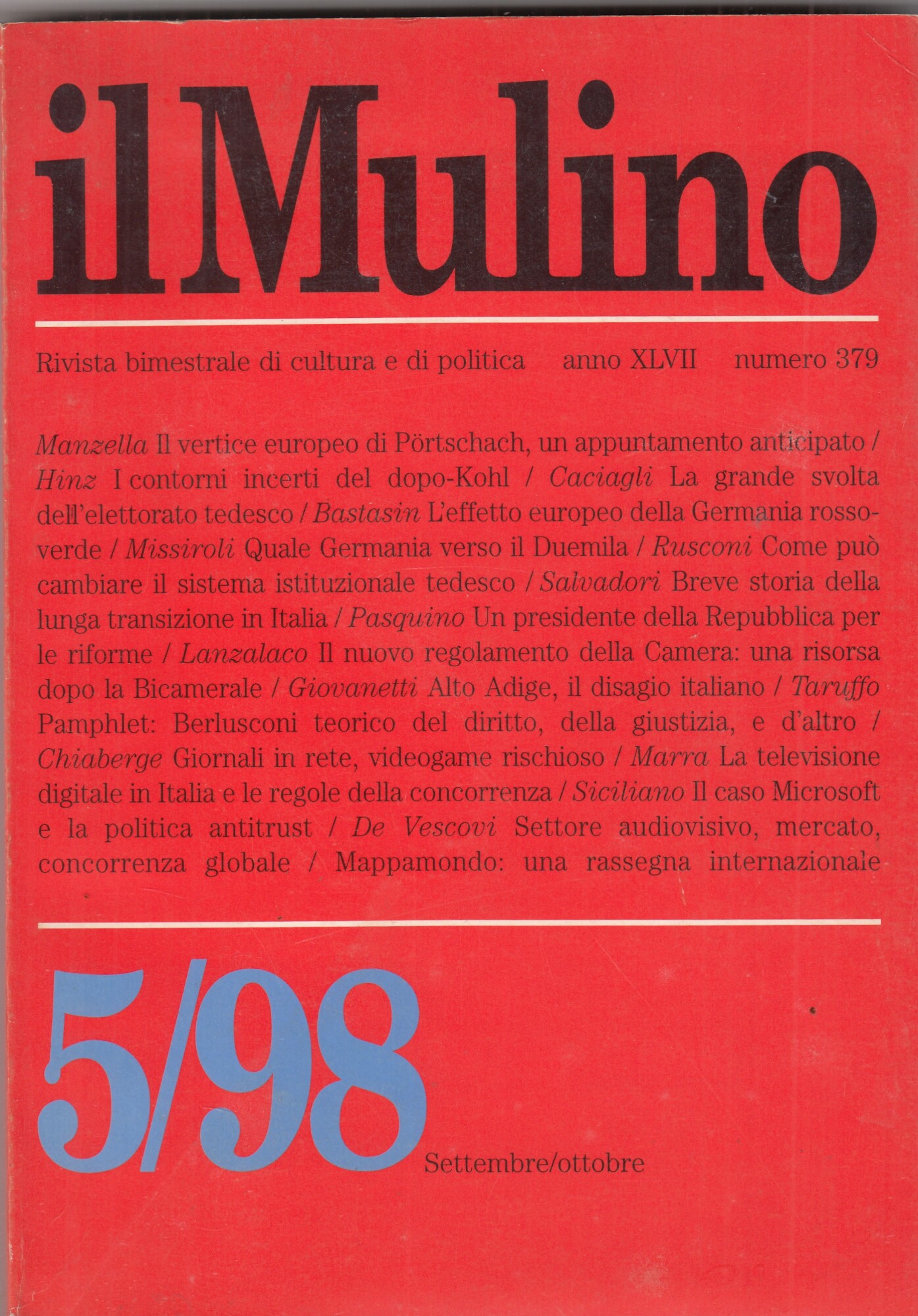 Il Mulino n. 379 5/1998