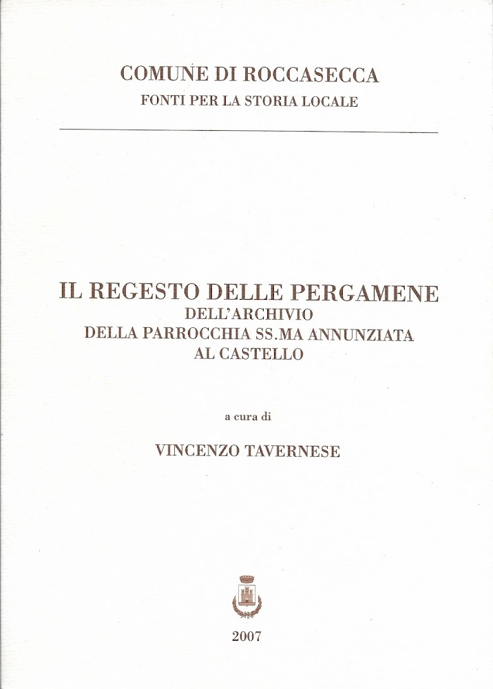 IL REGESTO DELLE PERGAMENE DELL ' ARCHIVIO DELLA PARROCCHIA SS. …