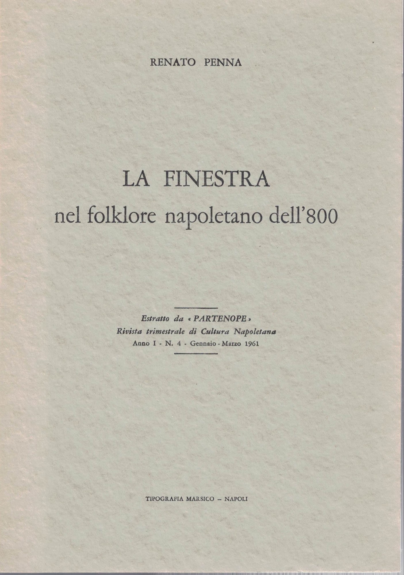 LA FINESTRA nel folklore napoletano dell' 800.